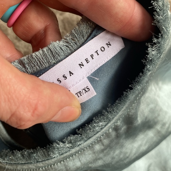 Melissa Nepton Trudy Satin Shift Dress in Mineral Blue, size XS - Picture 5 of 9